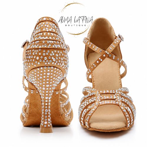 Zapato beige dorado — frente y espalda